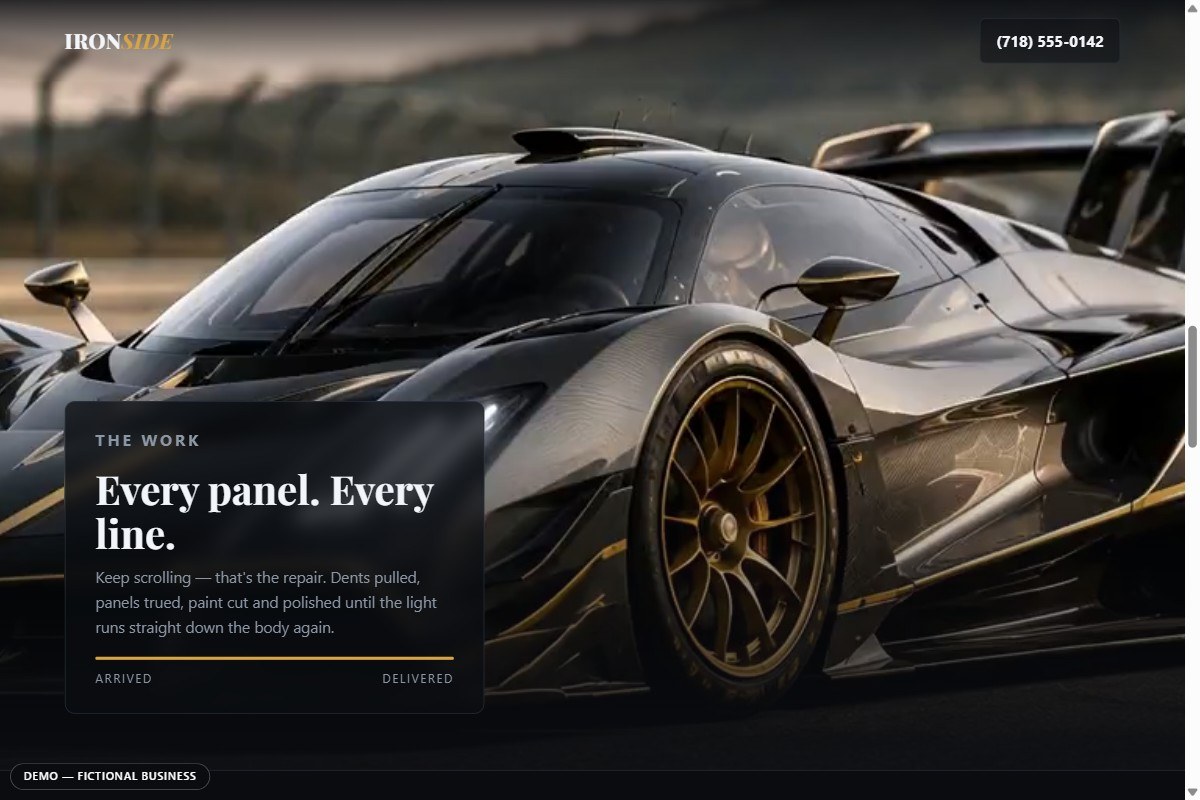 Ironside Collision website on desktop