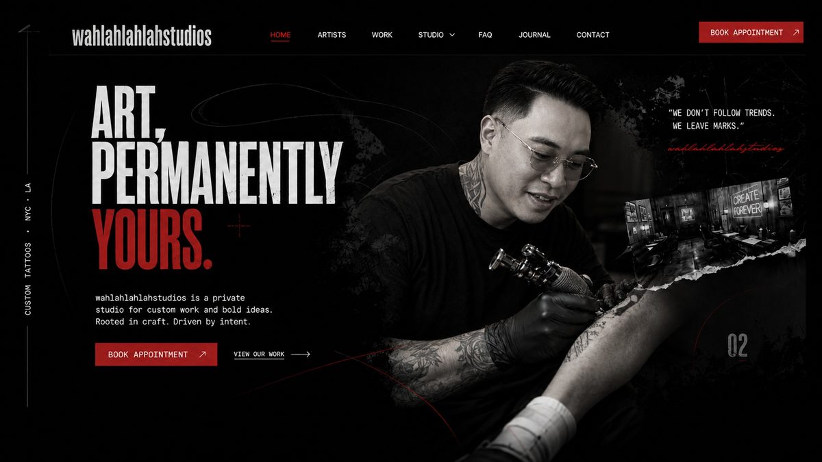 wahlahlahlahstudios tattoo studio website
